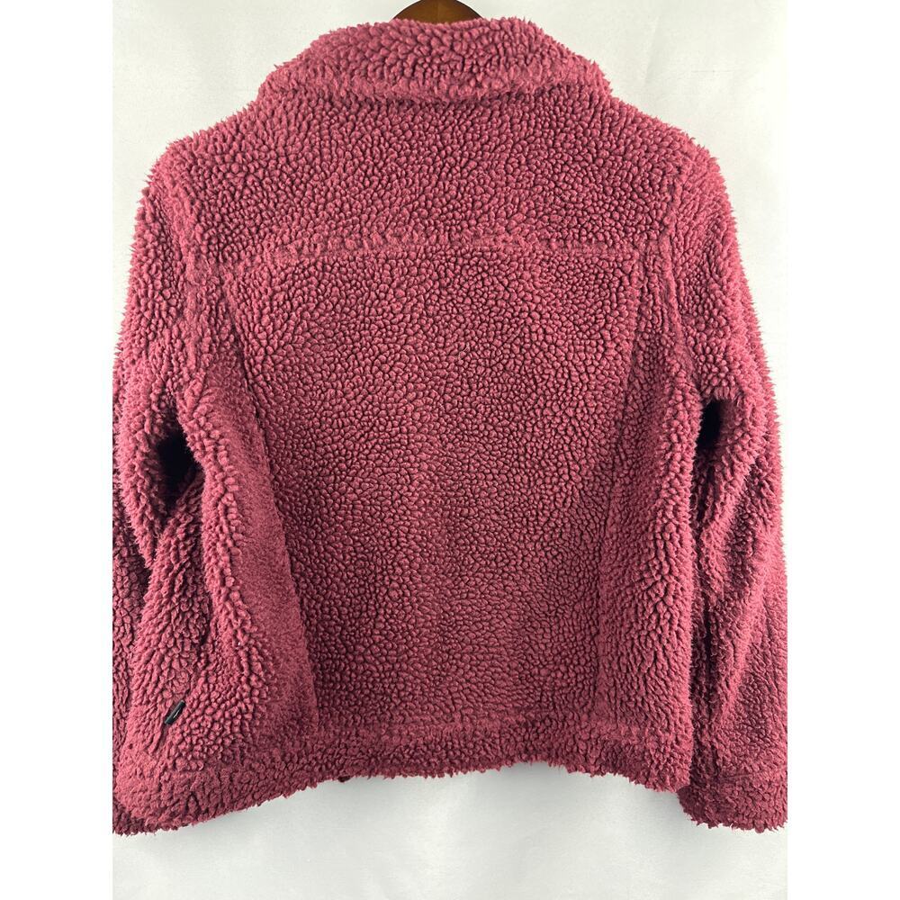 Women’s Hollister Teddy Sherpa Trucker Jacket, Burgundy, Size Small - Picture 5 of 6